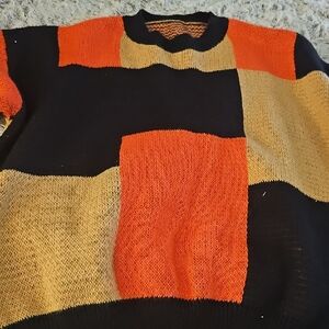 Bold Black and Orange Crewneck Sweater